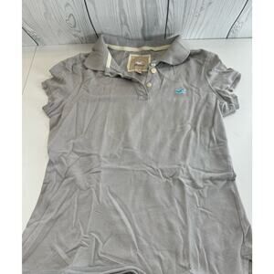 Vtg Y2K Hollister Logo Gray Polo Top Tee Bella  Swan  Grunge SZ Large